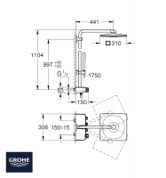 COLUMNA DUCHA EUPHORIA SMARTCONTROL SYSTEM 310 CUBE DUO GROHE MEDIDAS